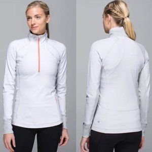 Lululemon Race with Grace Half Zip Pullover Top White Silver Stripe Size 4